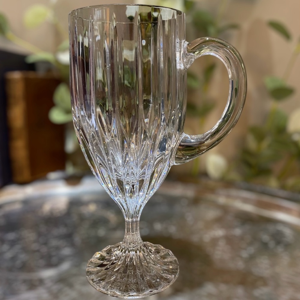 Vintage Mikasa Park Lane Crystal Irish Coffee Glass Mug with Handle Footed